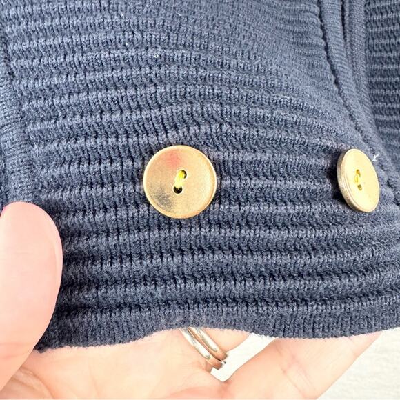 REISS Ribbed Textured Asymmetric Zip Front Sweater Jacket Navy S Preppy Minimal - Picture 5 of 12